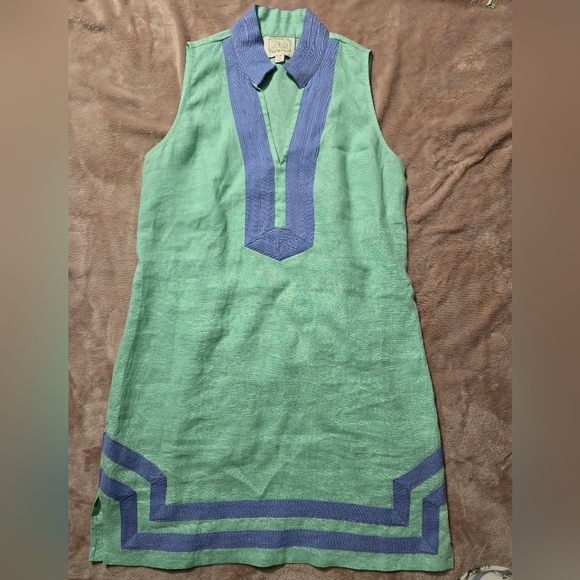 SAIL TO SABLE Classic Sleeveless Mini Tunic Dress Linen Size Medium - Picture 2 of 8